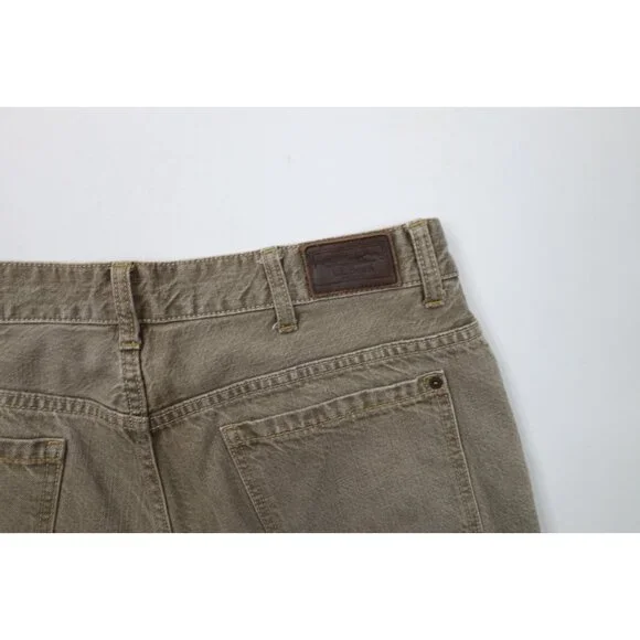 Vintage LL Bean Mens 34x30 Faded Stonewash Wide Leg Denim Jeans Beige Cotton